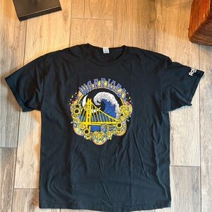 Warriors Black Short Sleeve Tee with Bold Graphic